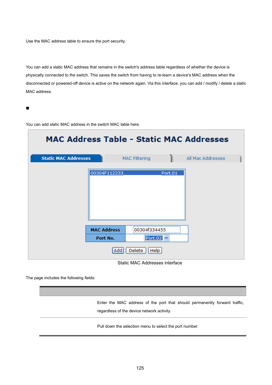 2 mac address table, 1 static mac address | PLANET ISW-1022MPT User Manual | Page 125 / 167