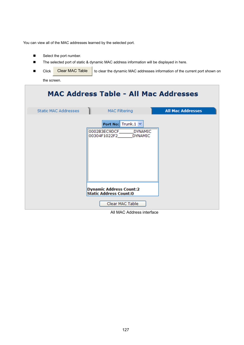 3 all mac addresses | PLANET ISW-1022MPT User Manual | Page 127 / 167