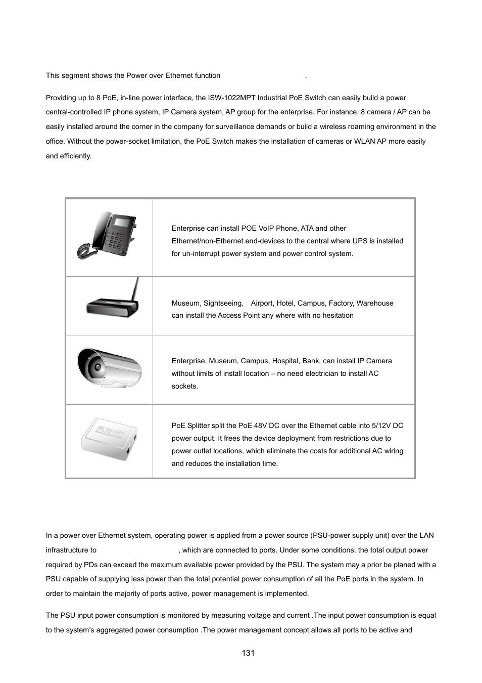 9 power over ethernet, 1 power over ethernet powered device, 2 power management | Ower over, Thernet | PLANET ISW-1022MPT User Manual | Page 131 / 167