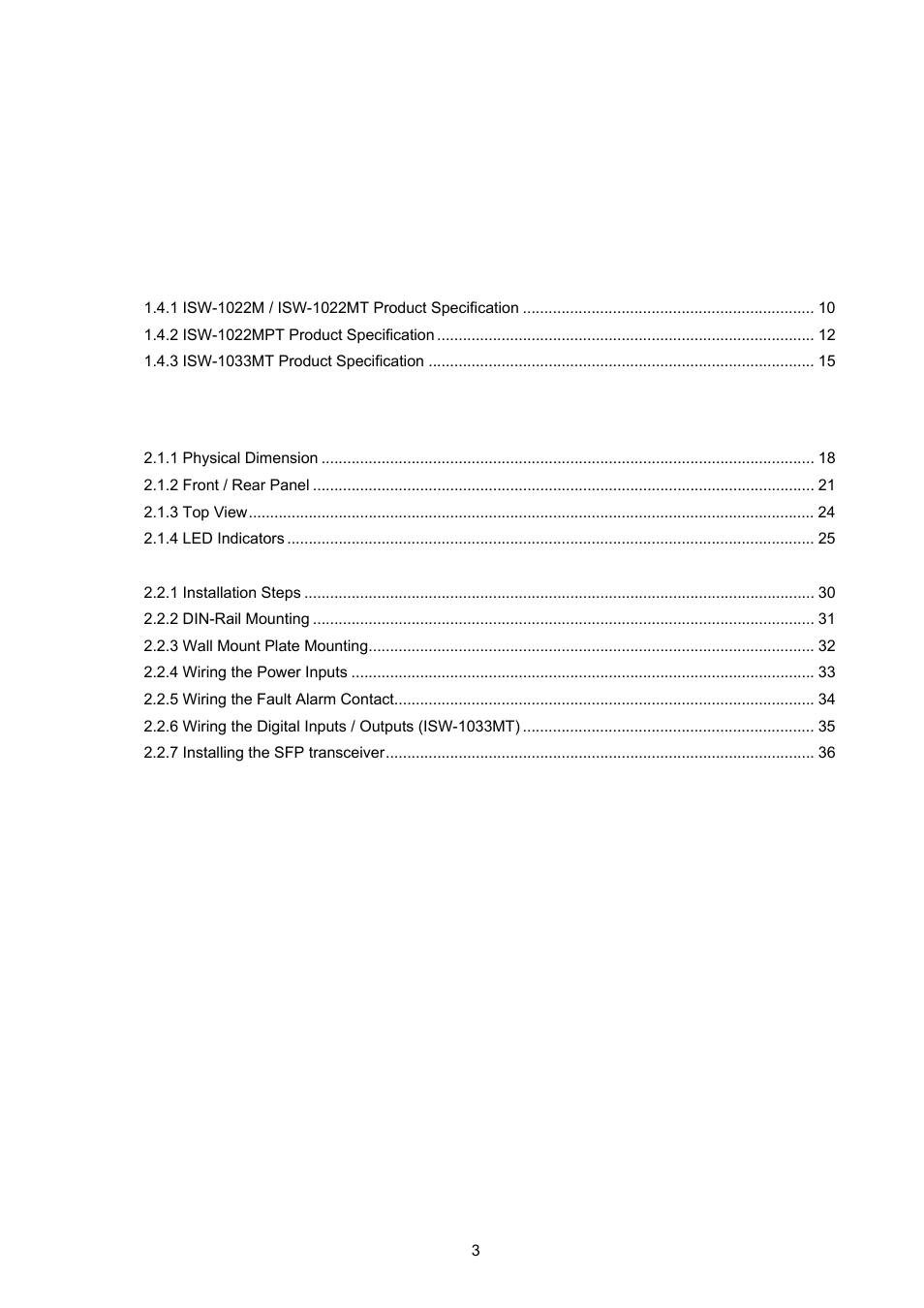 PLANET ISW-1022MPT User Manual | Page 3 / 167