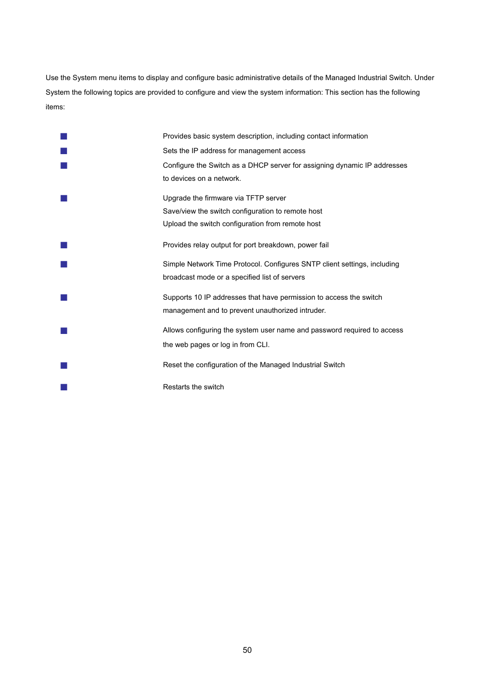 4 system, Ystem | PLANET ISW-1022MPT User Manual | Page 50 / 167