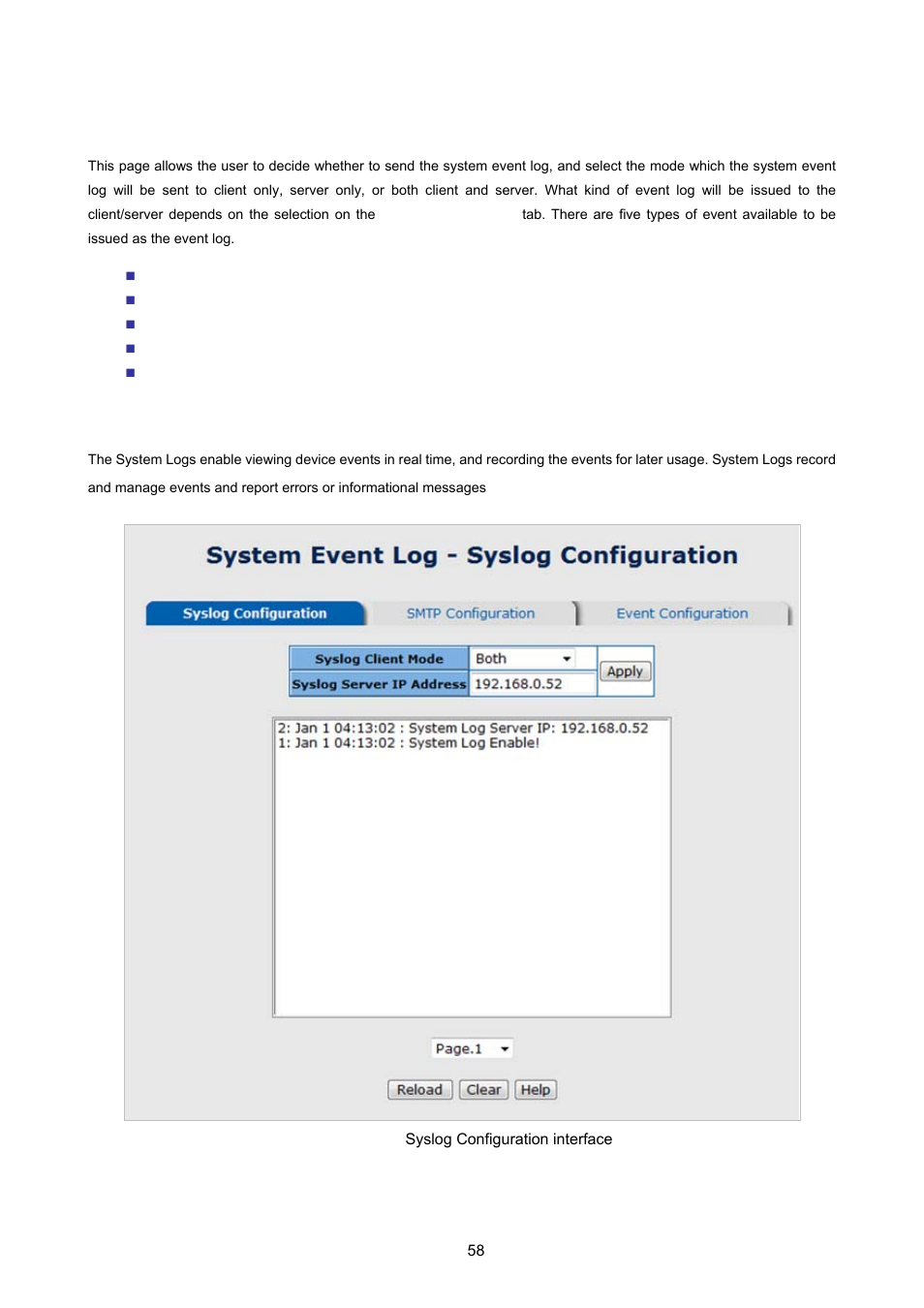 5 system event log, 1 syslog configuration | PLANET ISW-1022MPT User Manual | Page 58 / 167