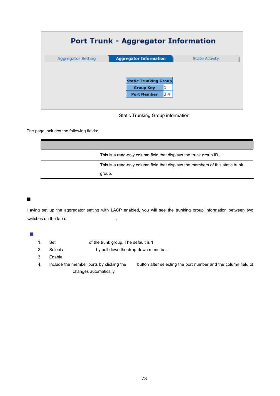 Lacp enabled | PLANET ISW-1022MPT User Manual | Page 73 / 167