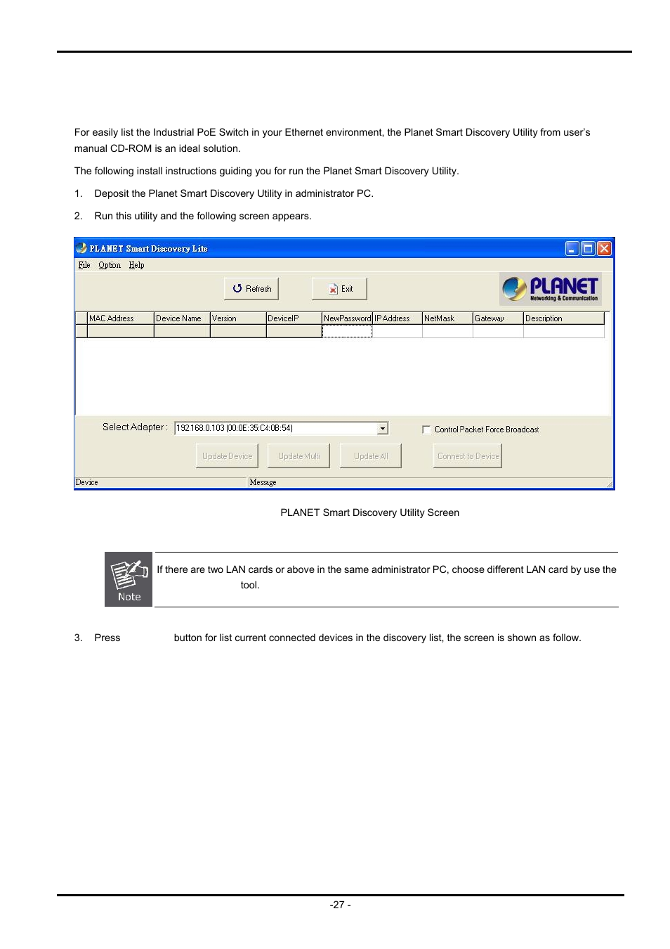 2 planet smart discovery utility | PLANET ISW-504PS User Manual | Page 27 / 89