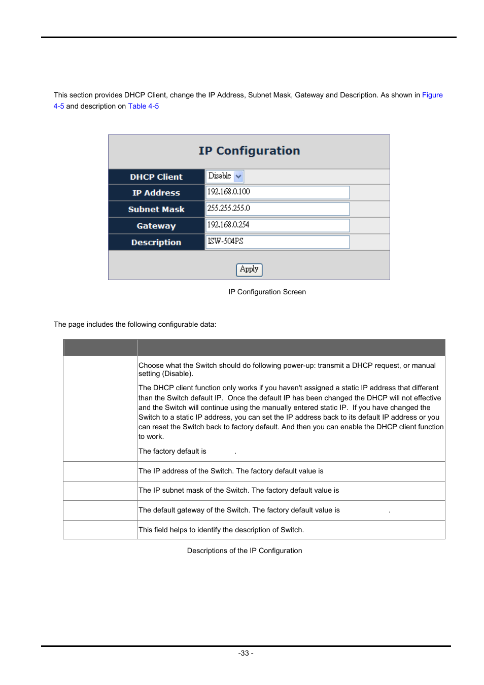 2 ip configuration | PLANET ISW-504PS User Manual | Page 33 / 89