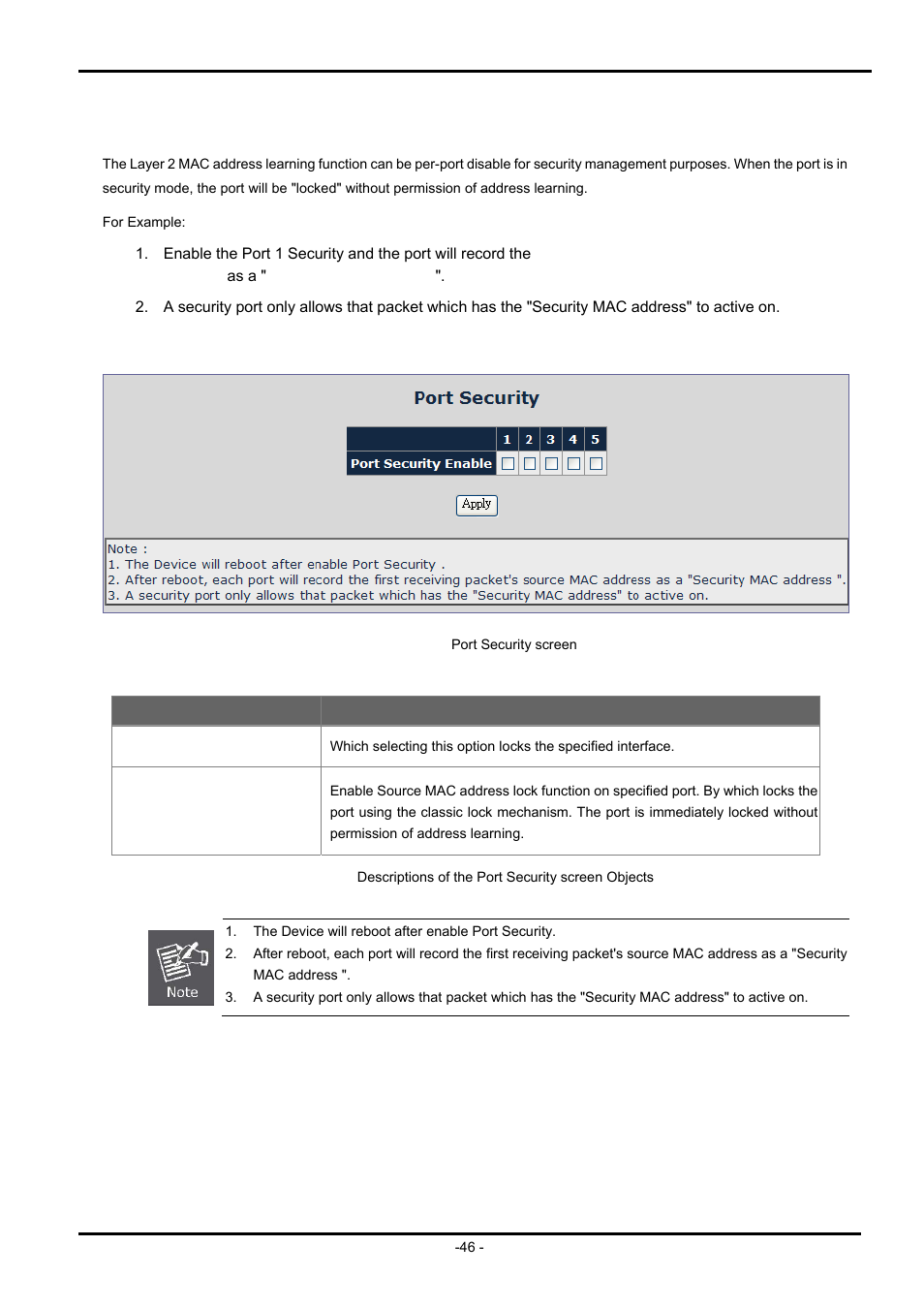 3 port security | PLANET ISW-504PS User Manual | Page 46 / 89