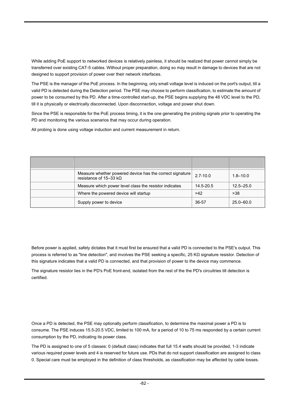 The poe provision process, 1 line detection, 2 classification | Etection, Lassification | PLANET ISW-504PS User Manual | Page 82 / 89