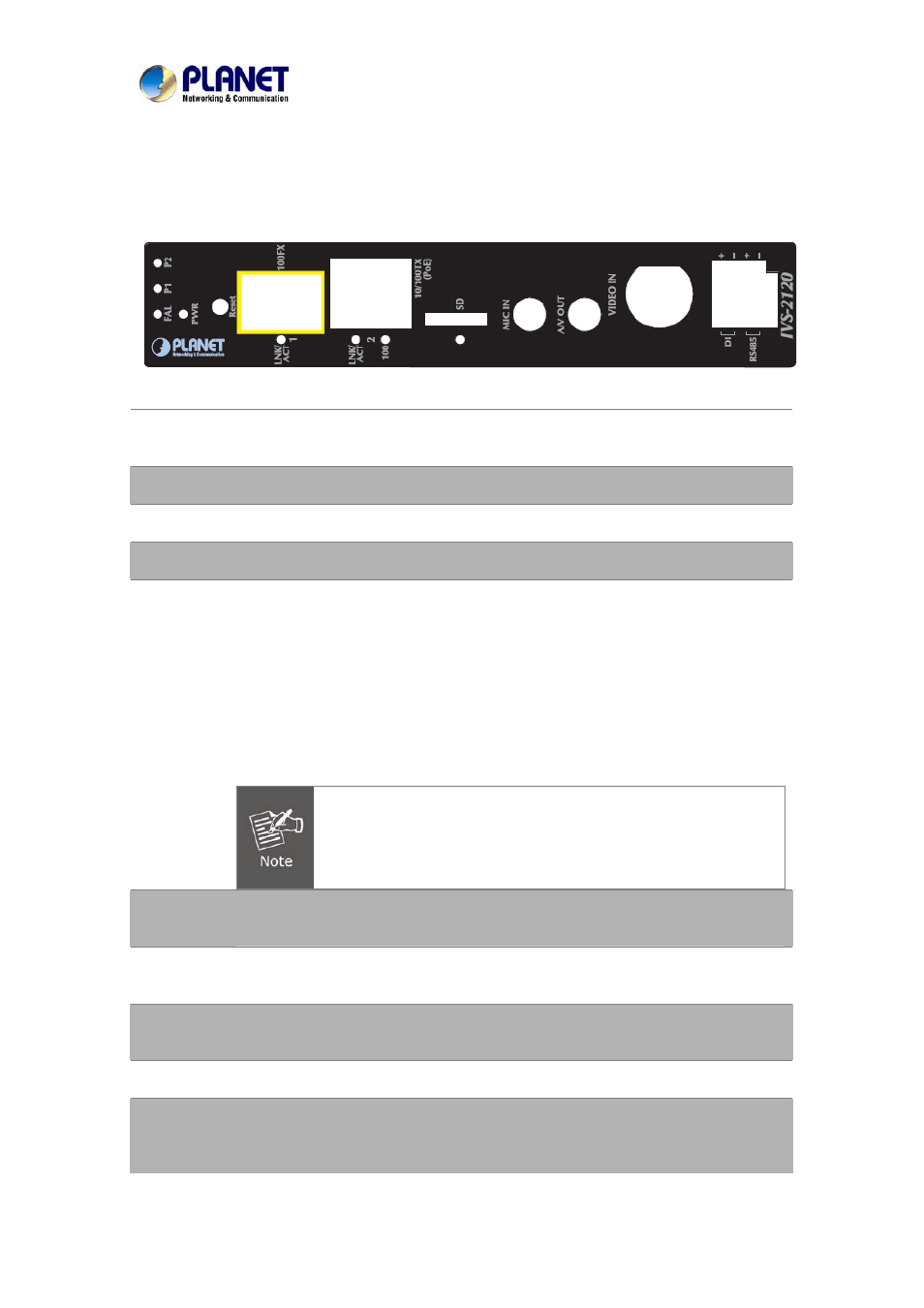 Chapter 2. hardware interface, Front panel | PLANET IVS-2120 User Manual | Page 11 / 87