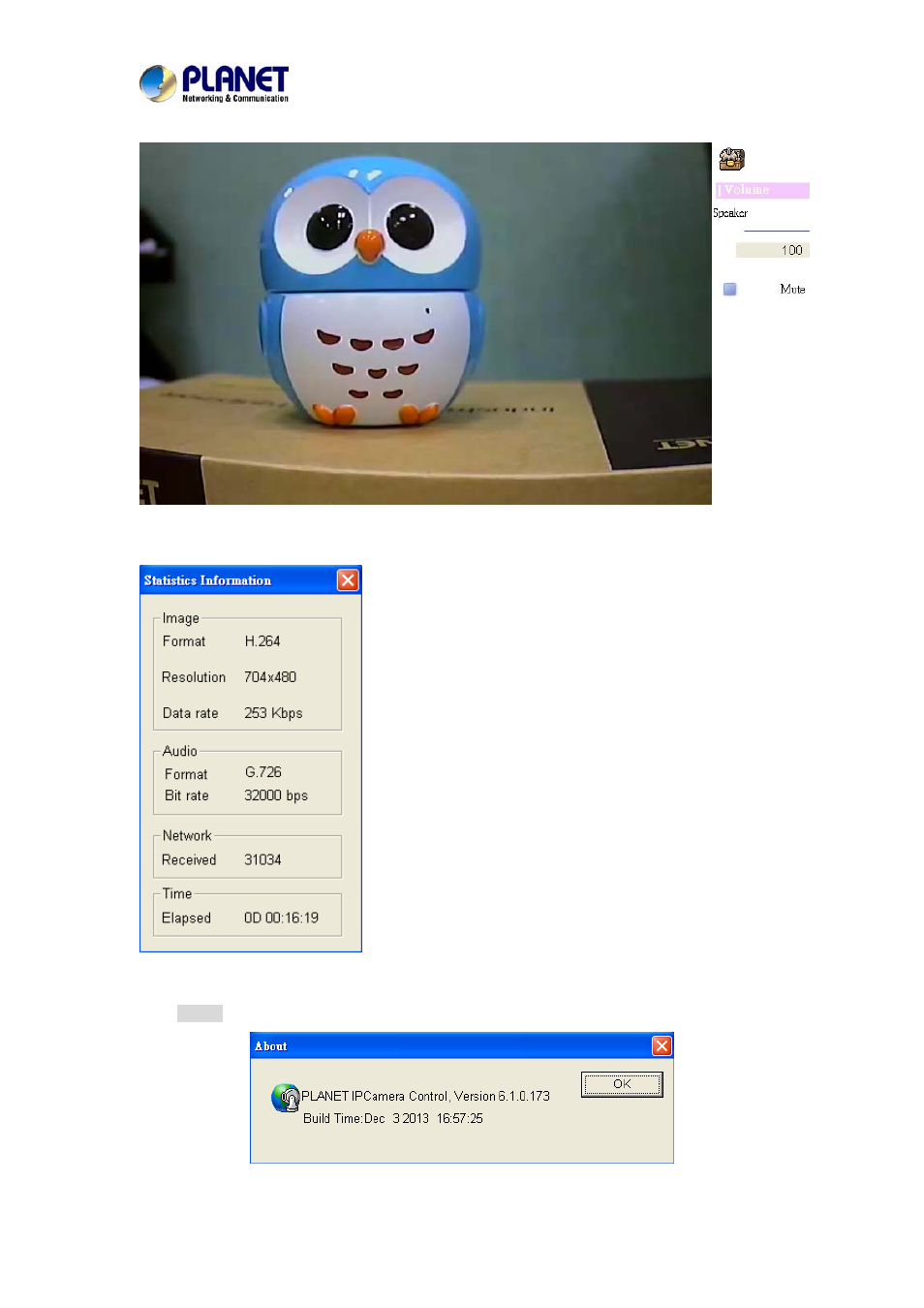 Statistics, About, Statistics 5.2.6. about | PLANET IVS-2120 User Manual | Page 39 / 87
