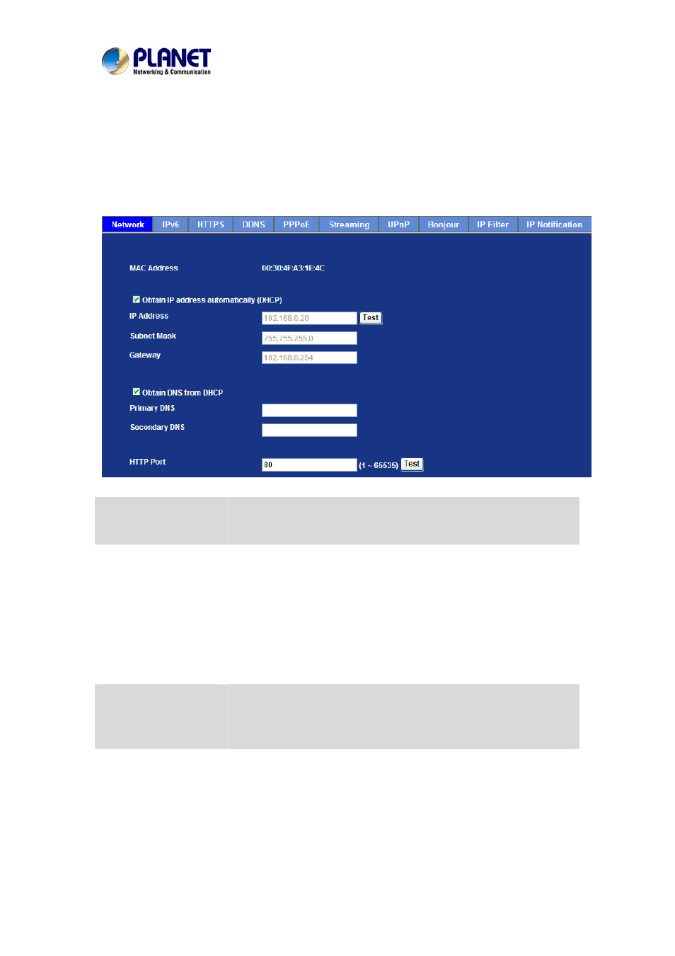 Chapter 6. configuration & operation, Network configuration, 1 network | PLANET IVS-2120 User Manual | Page 40 / 87