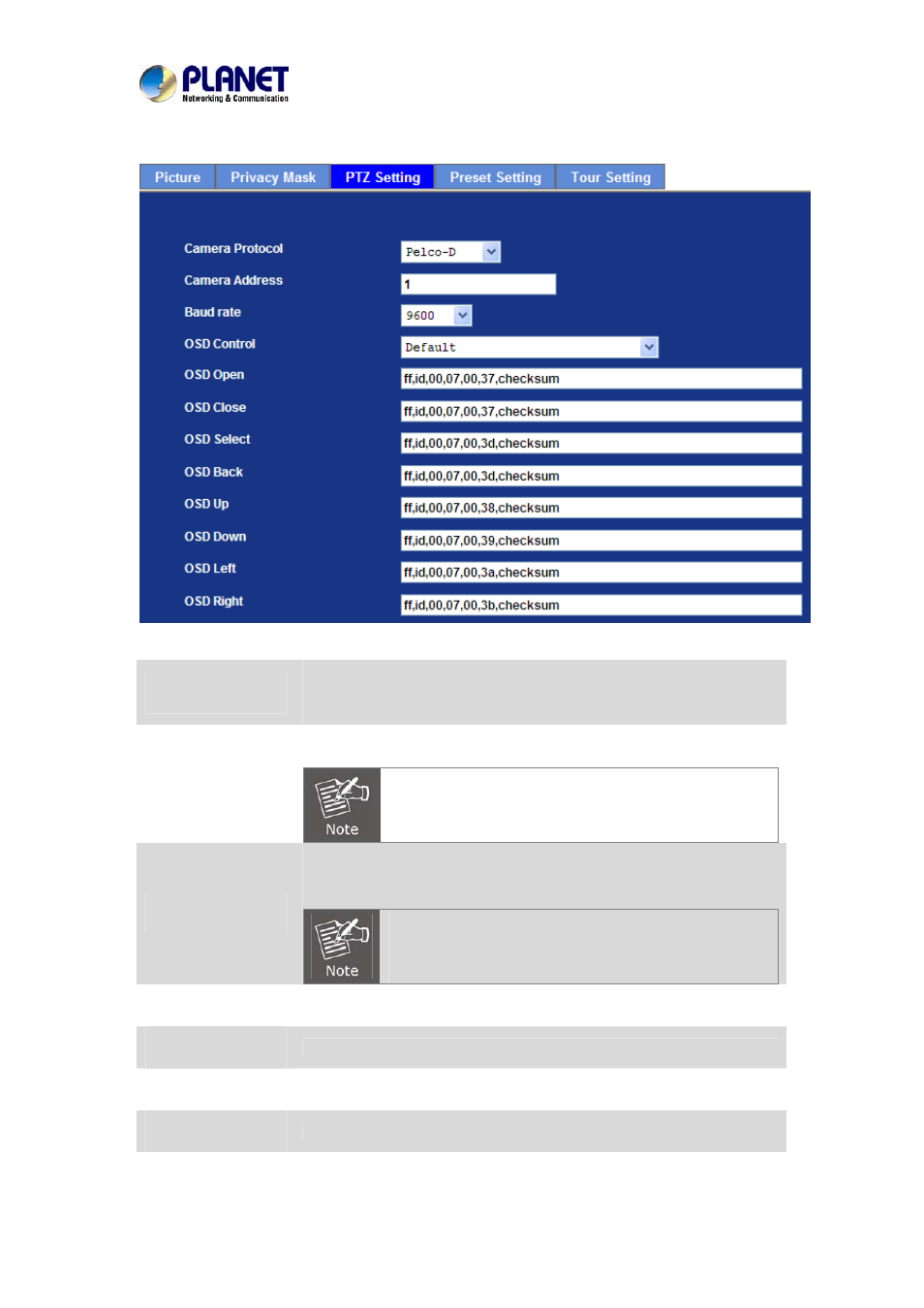 Ptz setting | PLANET IVS-2120 User Manual | Page 50 / 87