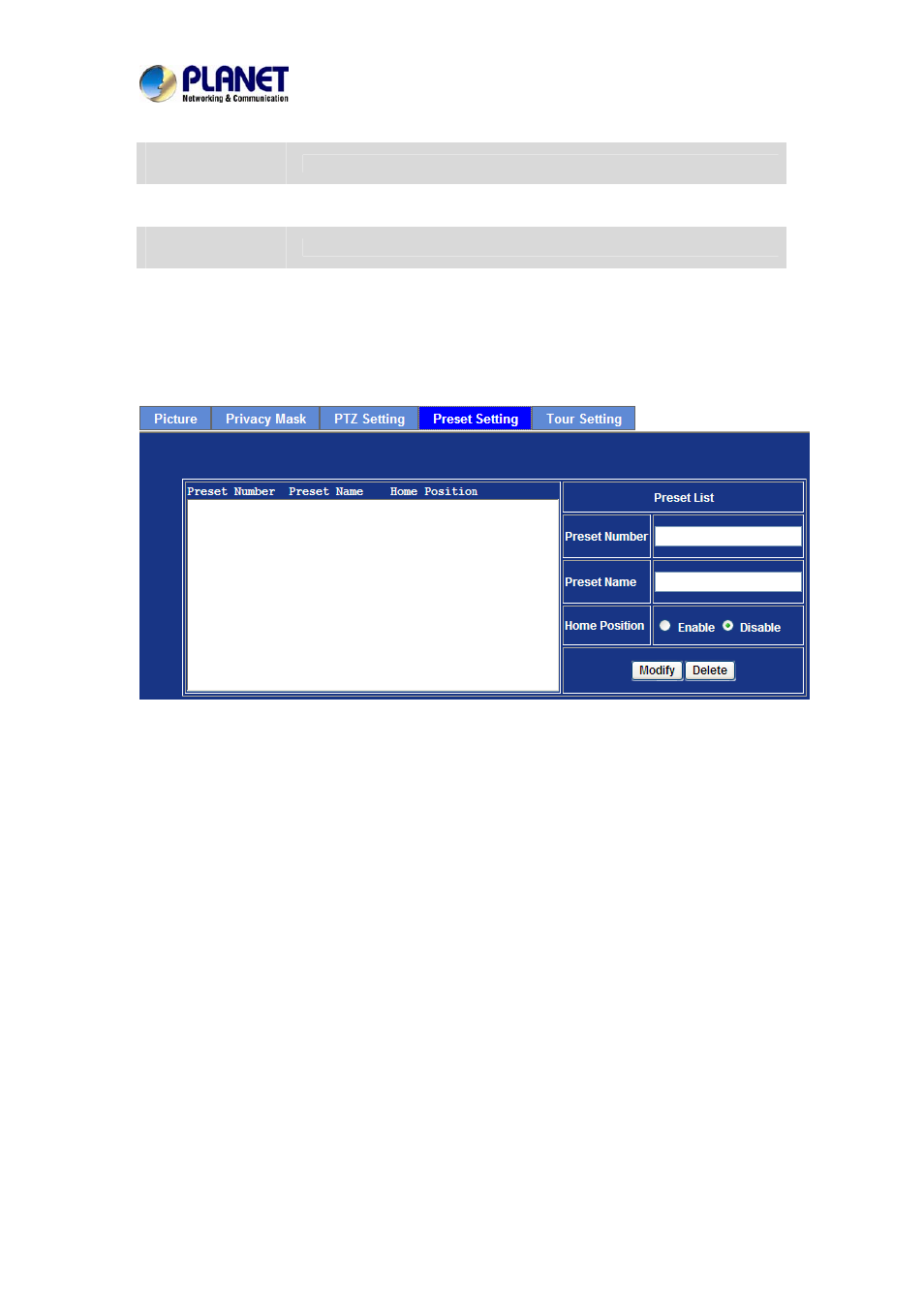 Preset setting, Tour setting, Preset setting 6.2.5. tour setting | PLANET IVS-2120 User Manual | Page 51 / 87