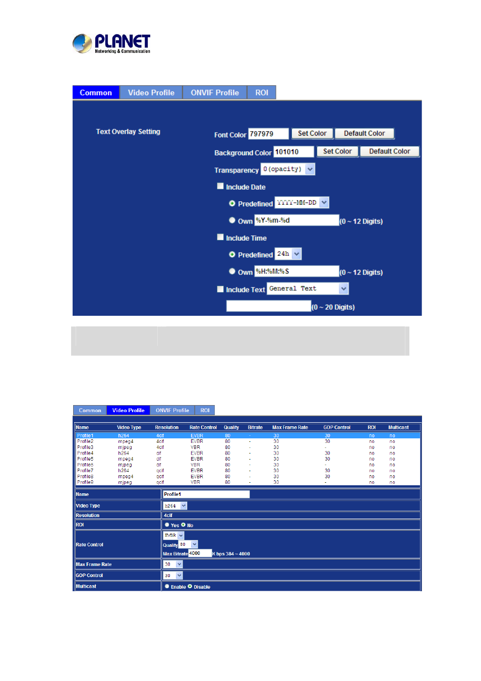 Common, Video profile, Common 6.4.2. video profile | PLANET IVS-2120 User Manual | Page 57 / 87