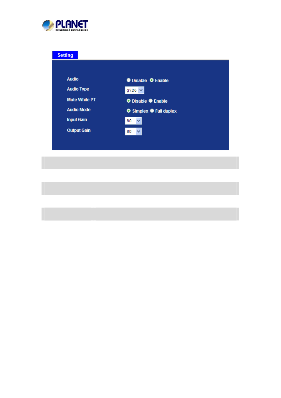Audio configuration, User privilege access configuration | PLANET IVS-2120 User Manual | Page 60 / 87