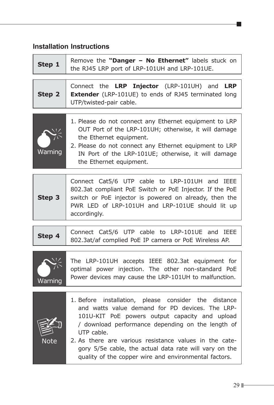 PLANET LRP-101C-KIT User Manual | Page 29 / 36