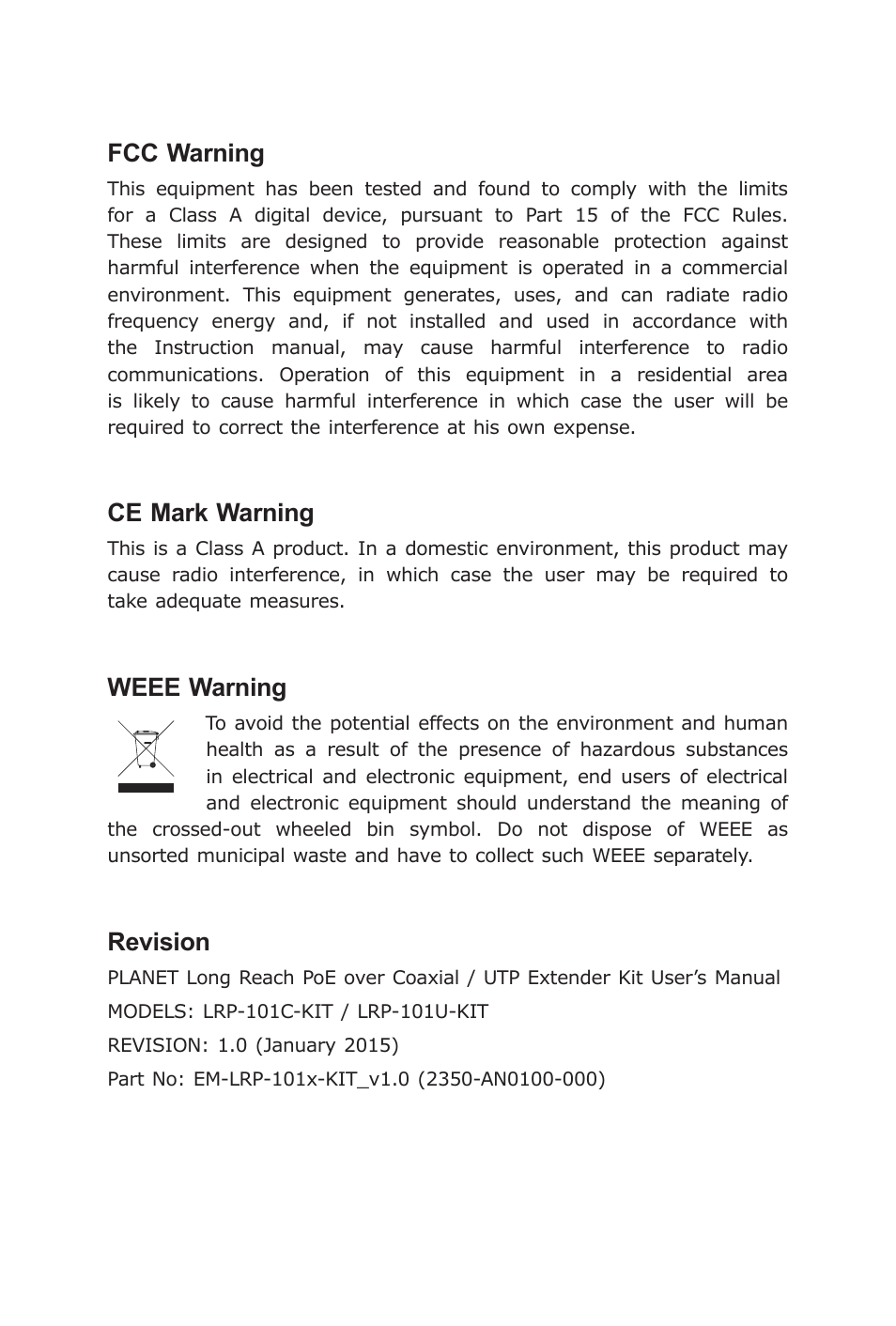 PLANET LRP-101C-KIT User Manual | Page 3 / 36