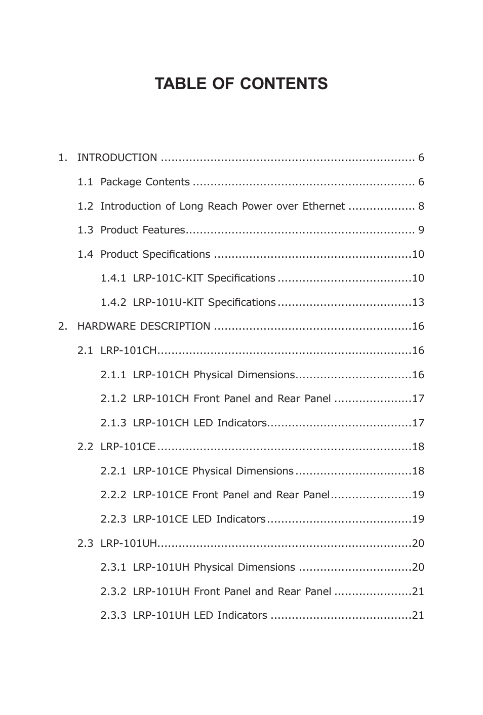PLANET LRP-101C-KIT User Manual | Page 4 / 36