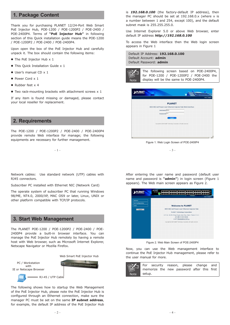 PLANET POE-1200 User Manual | 2 pages