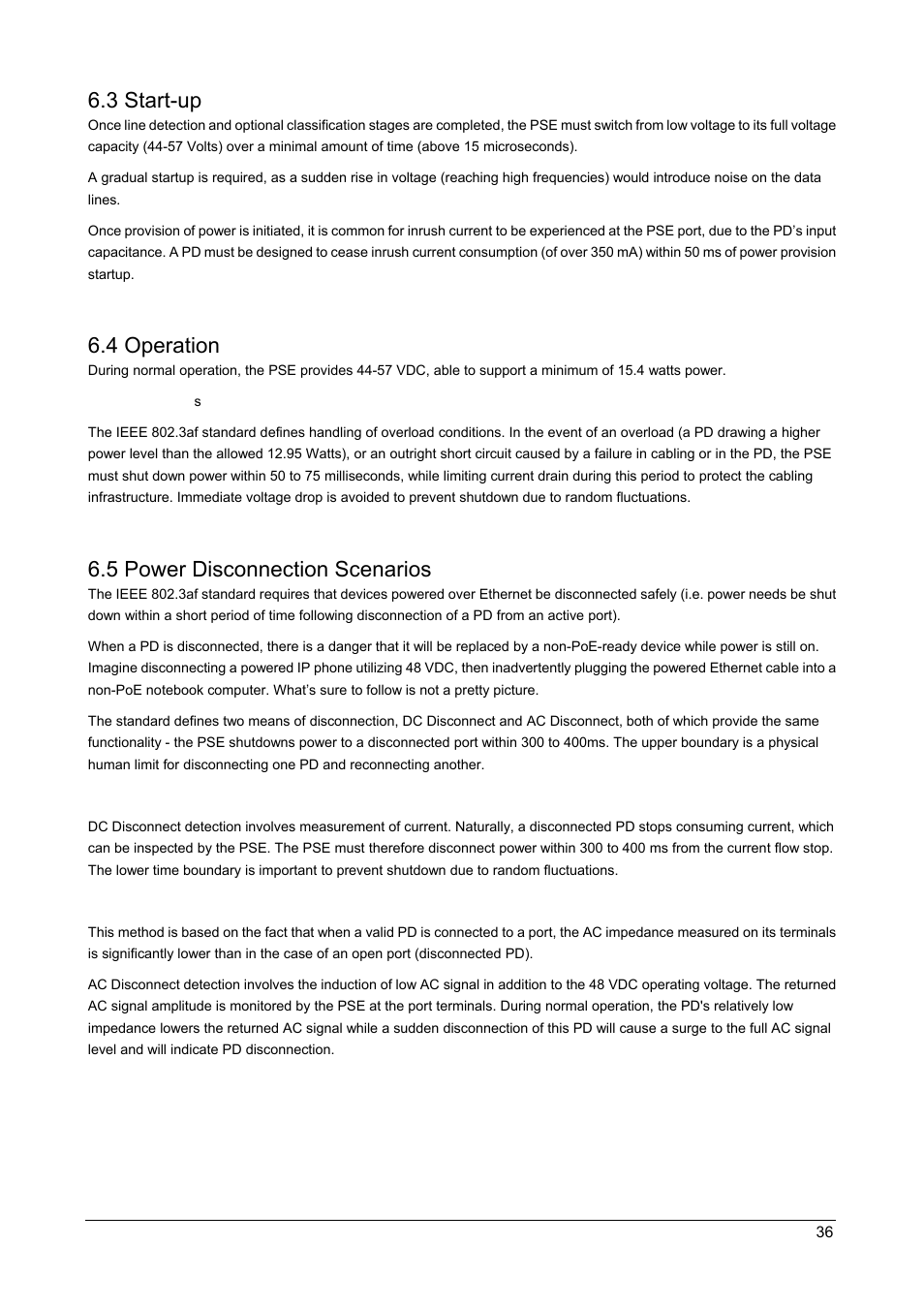 3 start-up, 4 operation, 5 power disconnection scenarios | Tart, Peration, Ower, Isconnection, Cenarios | PLANET POE-1200 User Manual | Page 39 / 45