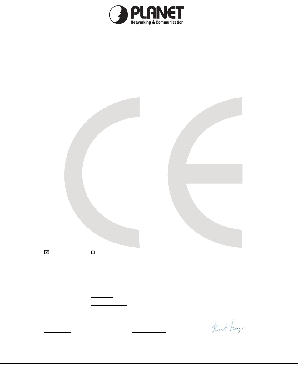 Ec declaration of conformity, Planet technology corporation | PLANET POE-1200 User Manual | Page 45 / 45