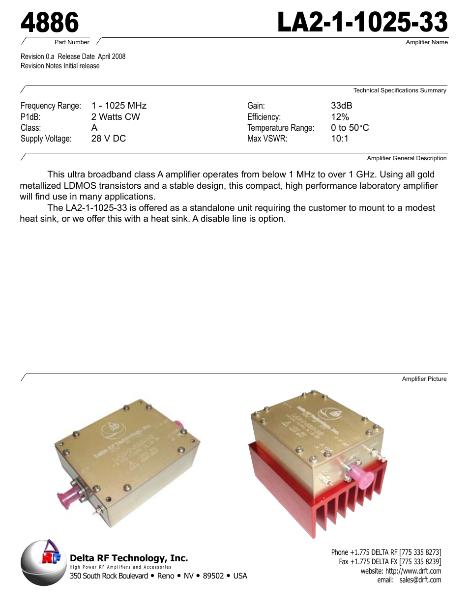 Delta Electronics LA2-1-1025-33 User Manual | 6 pages