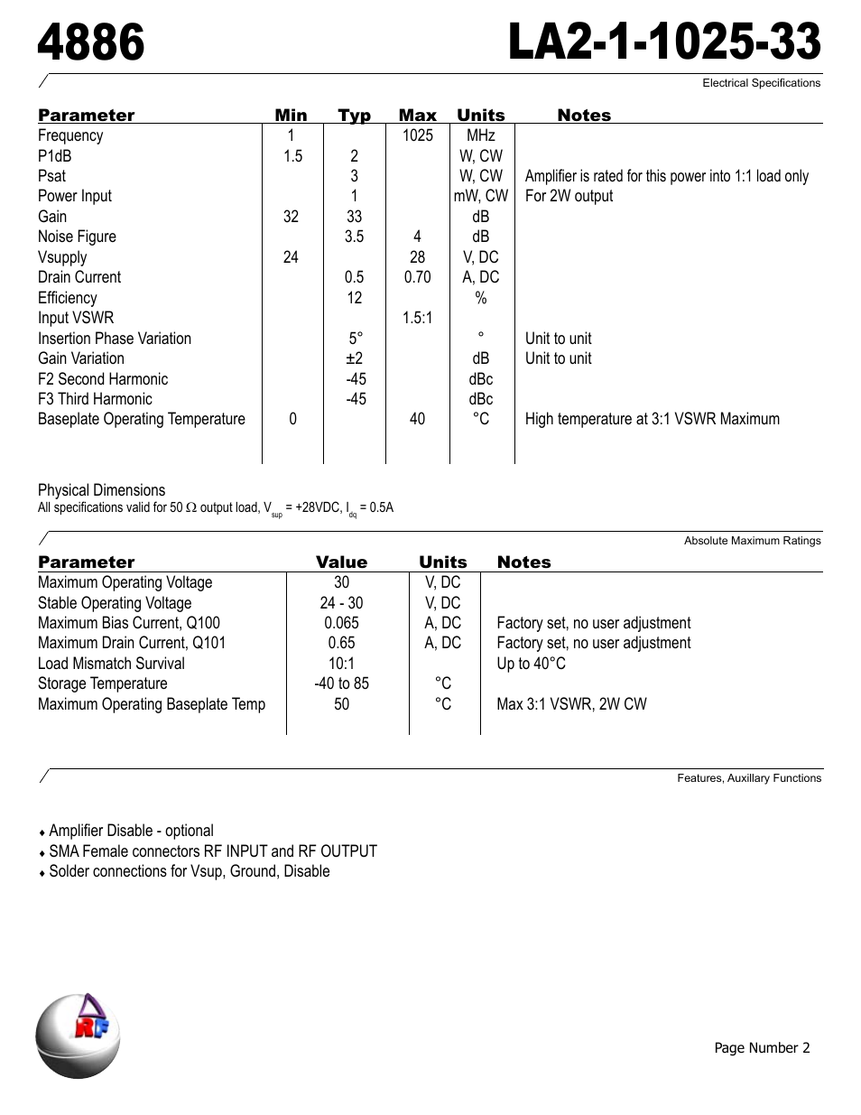 Delta Electronics LA2-1-1025-33 User Manual | Page 2 / 6