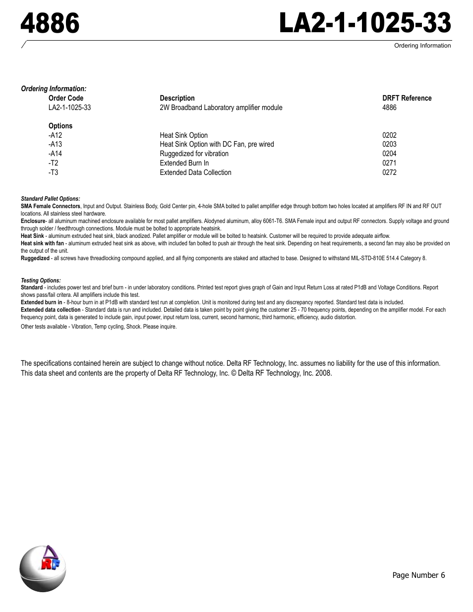 Delta Electronics LA2-1-1025-33 User Manual | Page 6 / 6