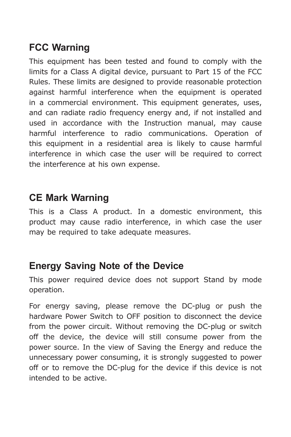 Fcc warning, Ce mark warning | PLANET POE-161 User Manual | Page 3 / 24