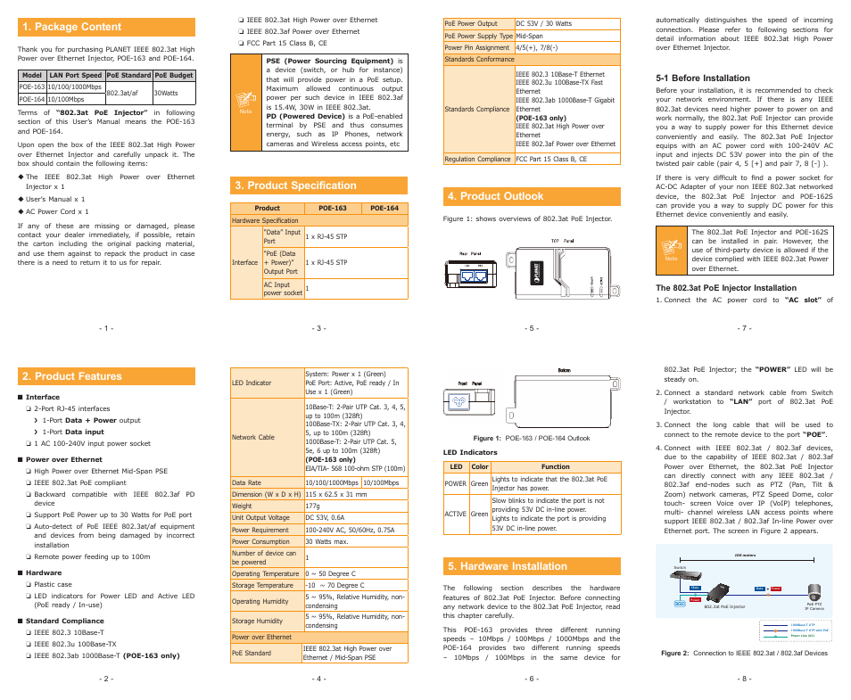 PLANET POE-163 User Manual | 2 pages