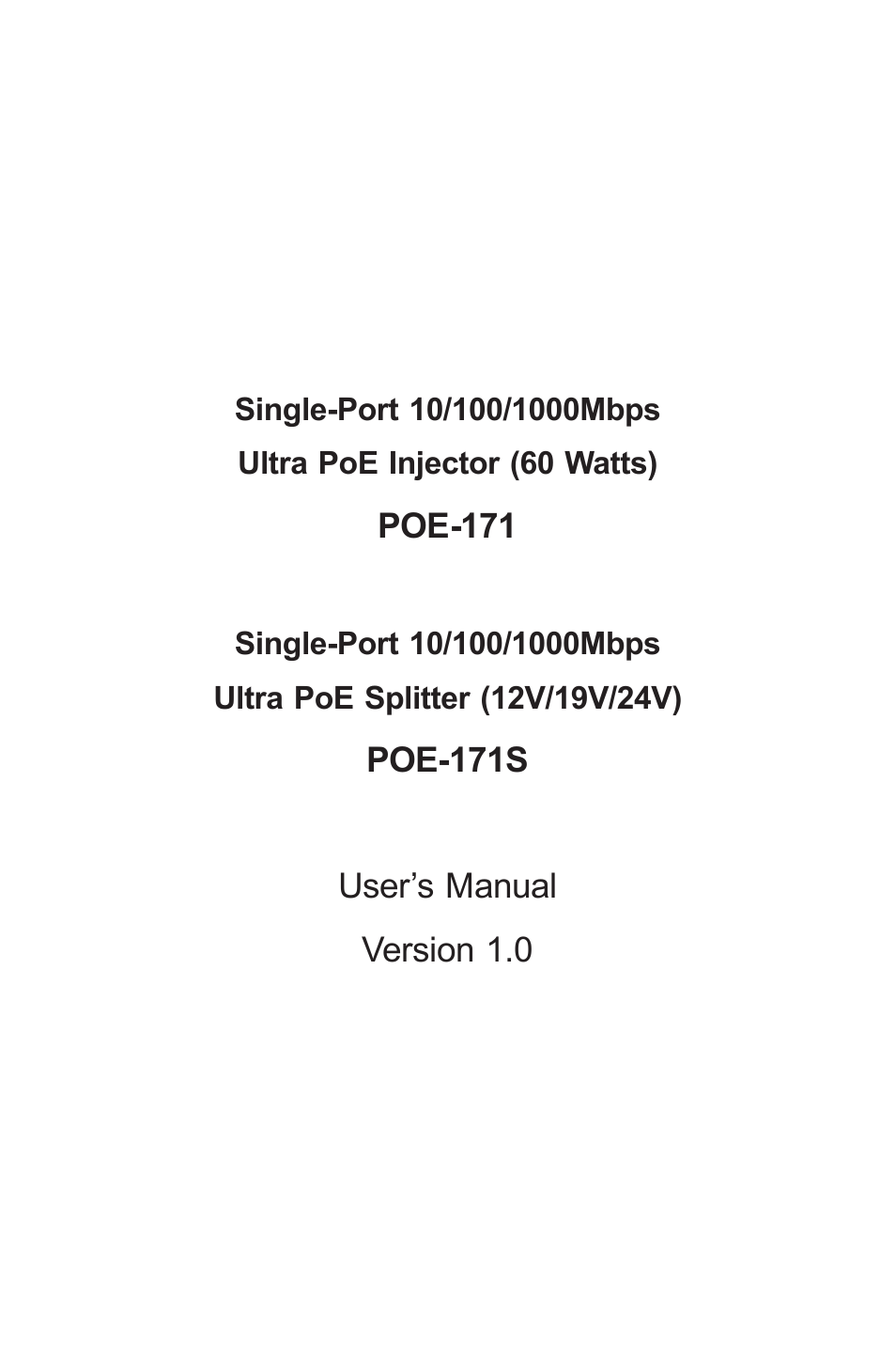 PLANET POE-171 User Manual | 20 pages