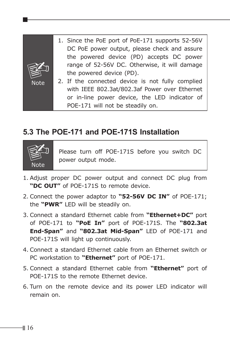 PLANET POE-171 User Manual | Page 16 / 20