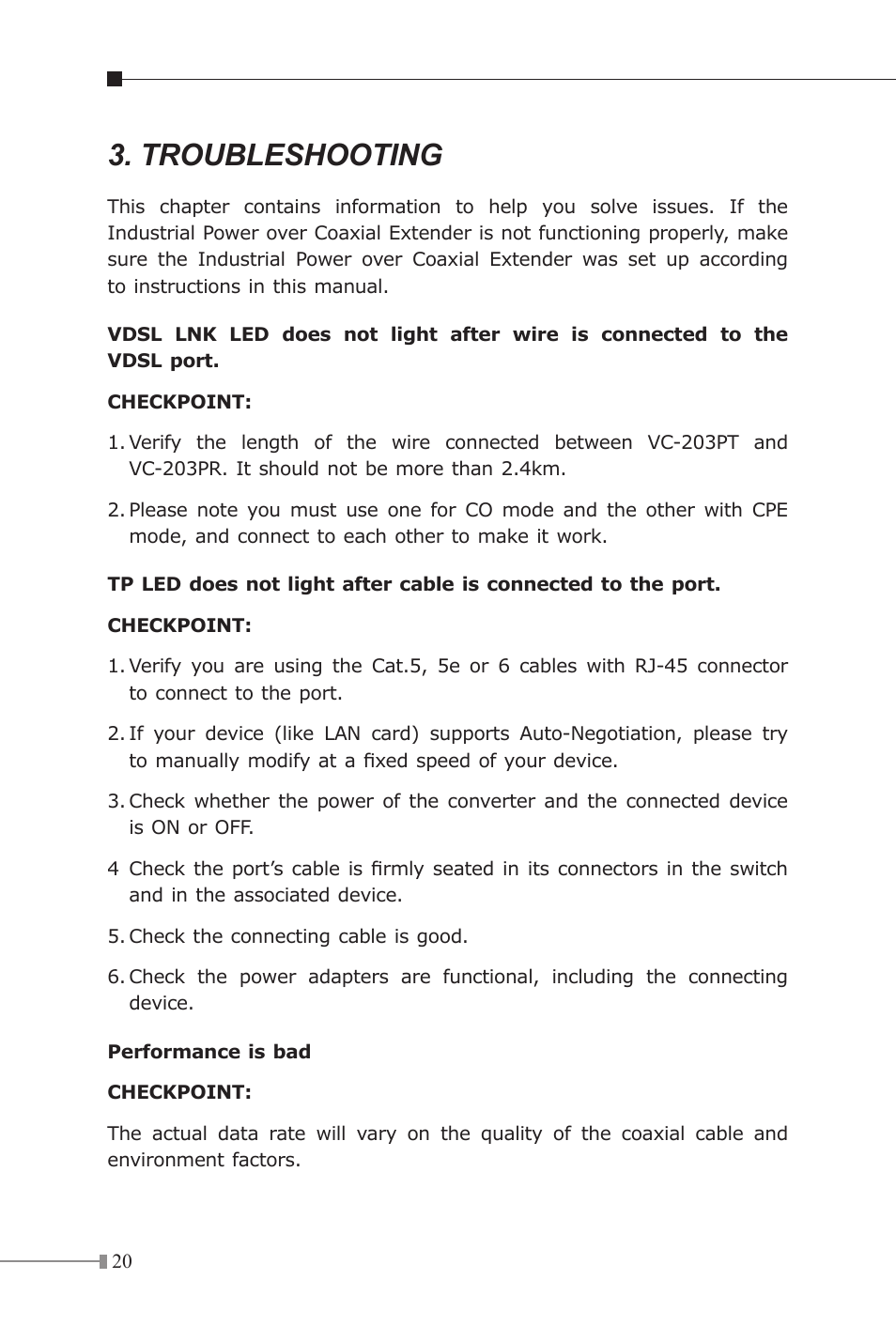 Troubleshooting | PLANET VC-203PR User Manual | Page 20 / 24