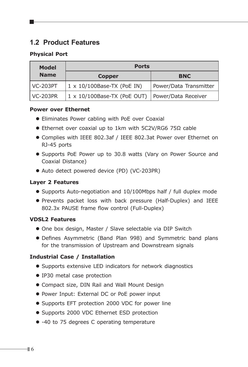 2 product features | PLANET VC-203PR User Manual | Page 6 / 24