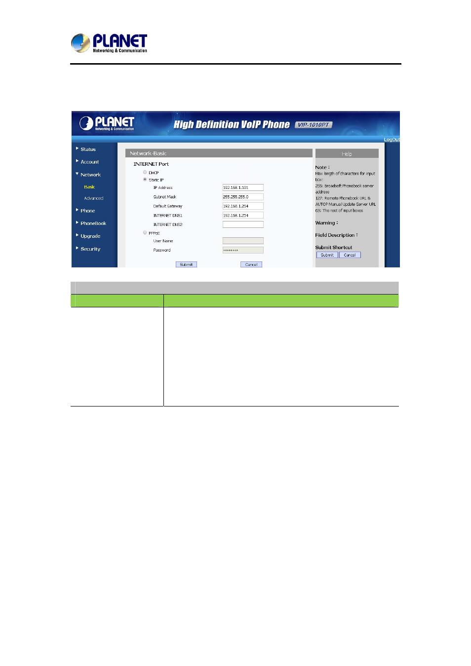 6 network / basic, Etwork, Asic | PLANET VIP-1010PT User Manual | Page 47 / 78