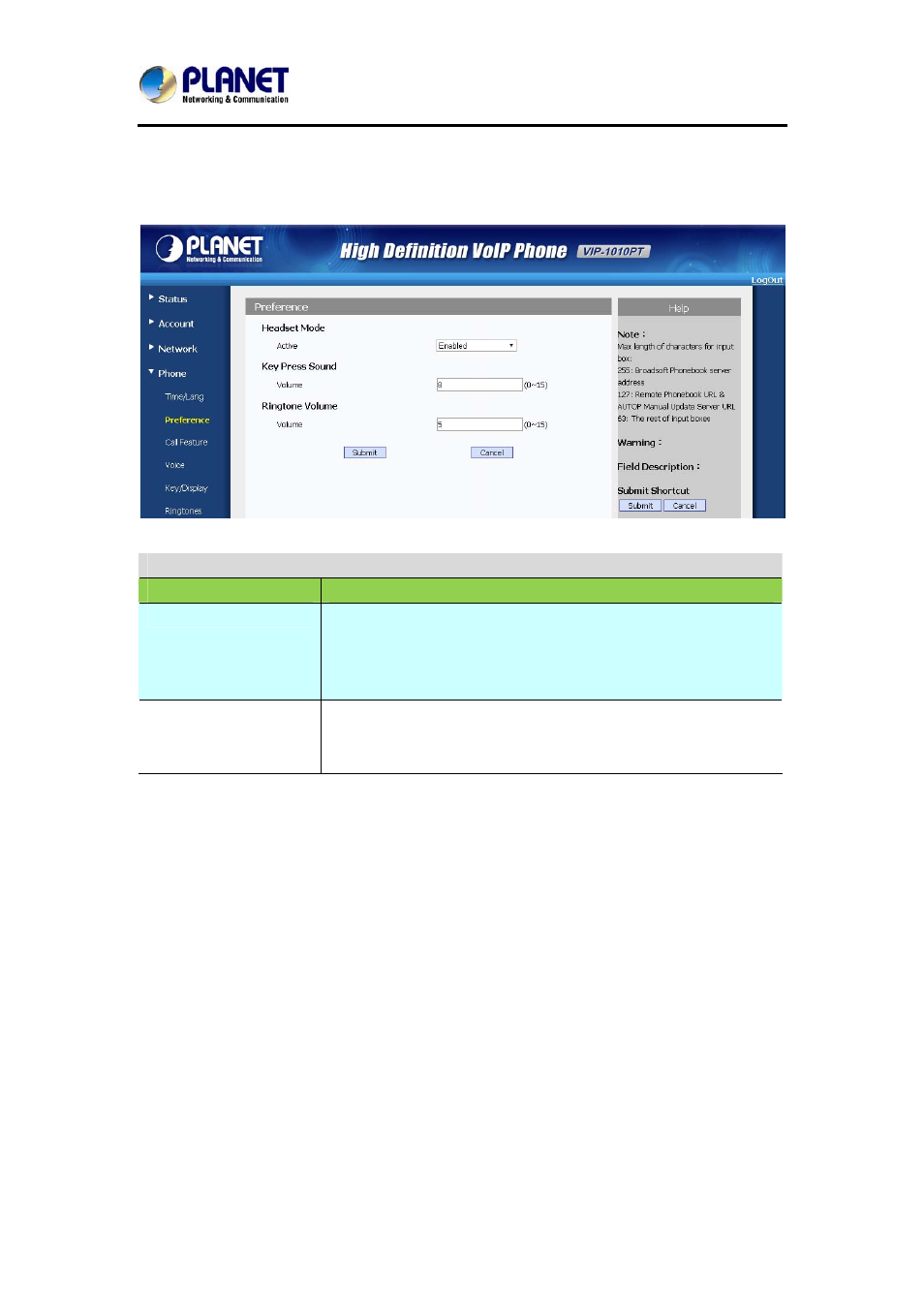 9 phone / preference, Hone, Reference | PLANET VIP-1010PT User Manual | Page 52 / 78