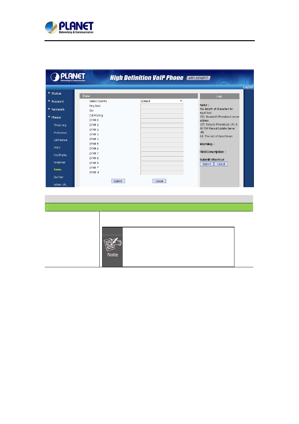 14 phone / tones, Hone, Ones | PLANET VIP-1010PT User Manual | Page 60 / 78