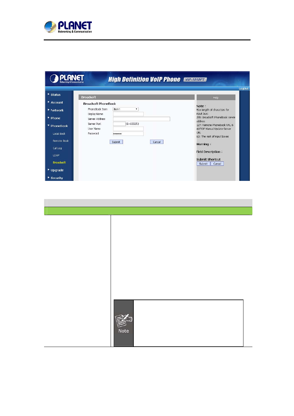21 phone book->broadsoft, Hone, Road | PLANET VIP-1010PT User Manual | Page 69 / 78