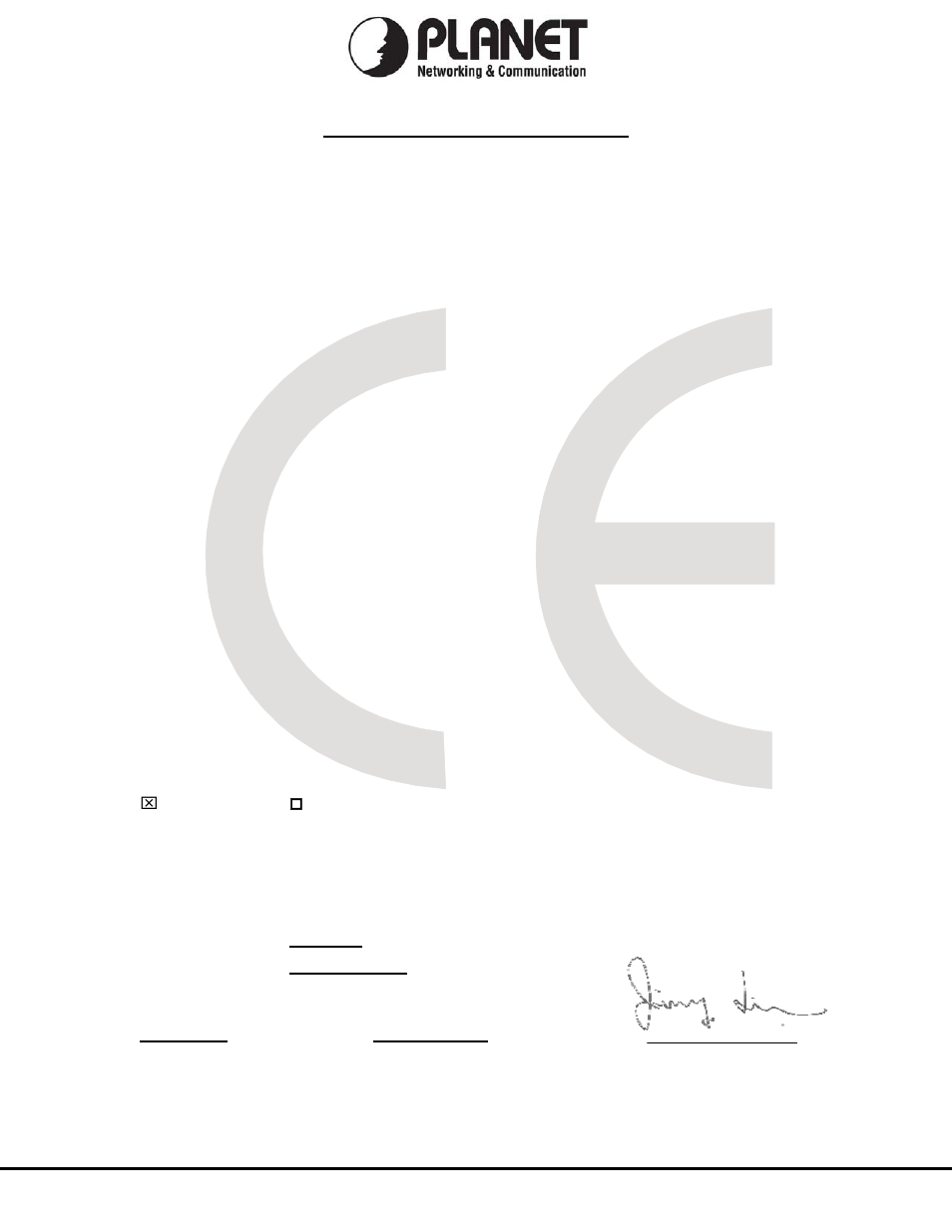 Ec declaration of conformity, Planet technology corporation | PLANET VIP-156PE User Manual | Page 73 / 75