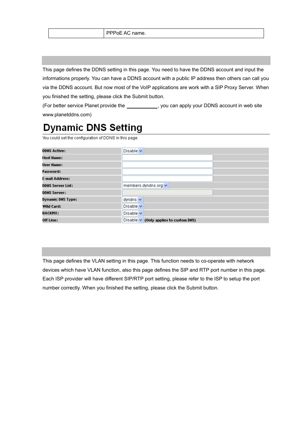 Ddns settings, Vlan settings | PLANET VIP-156PE User Manual | Page 32 / 68