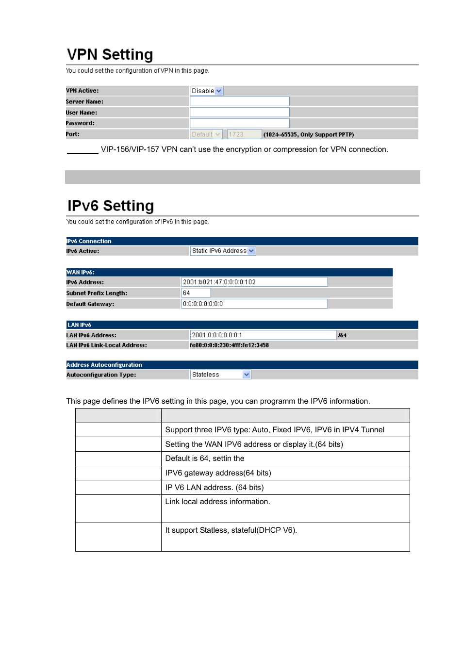 Ipv6 settings | PLANET VIP-156PE User Manual | Page 34 / 68