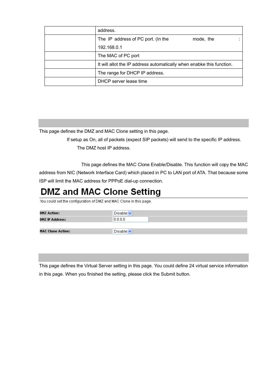 Dmz and mac clone, Virtual server | PLANET VIP-156PE User Manual | Page 36 / 68