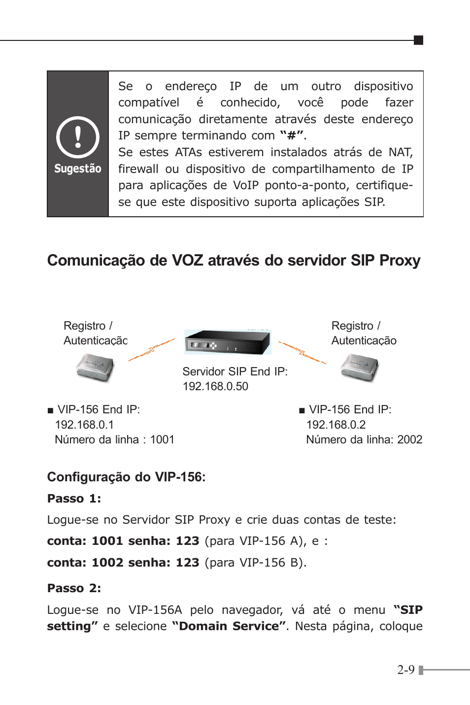 Comunicação de voz através do servidor sip proxy, Hint | PLANET VIP-156 User Manual | Page 27 / 68
