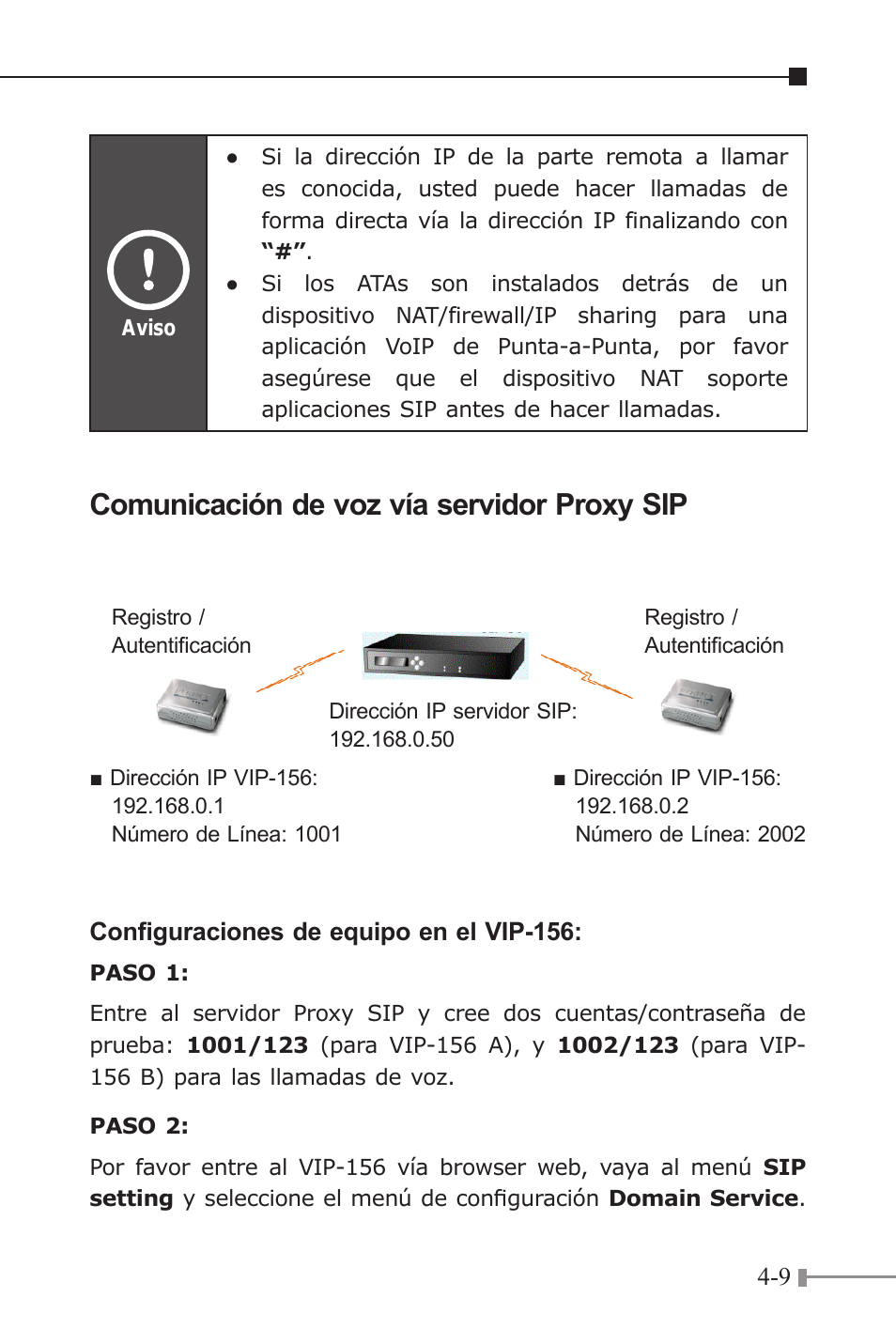 Comunicación de voz vía servidor proxy sip, Hint | PLANET VIP-156 User Manual | Page 53 / 68