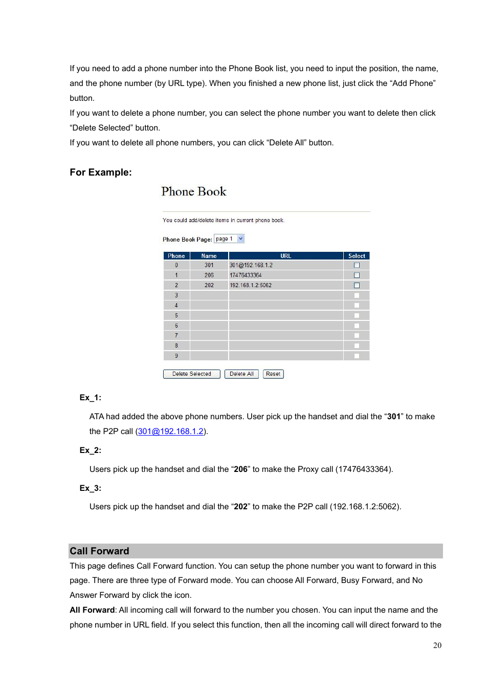 Call forward | PLANET VIP-156PE User Manual | Page 20 / 76