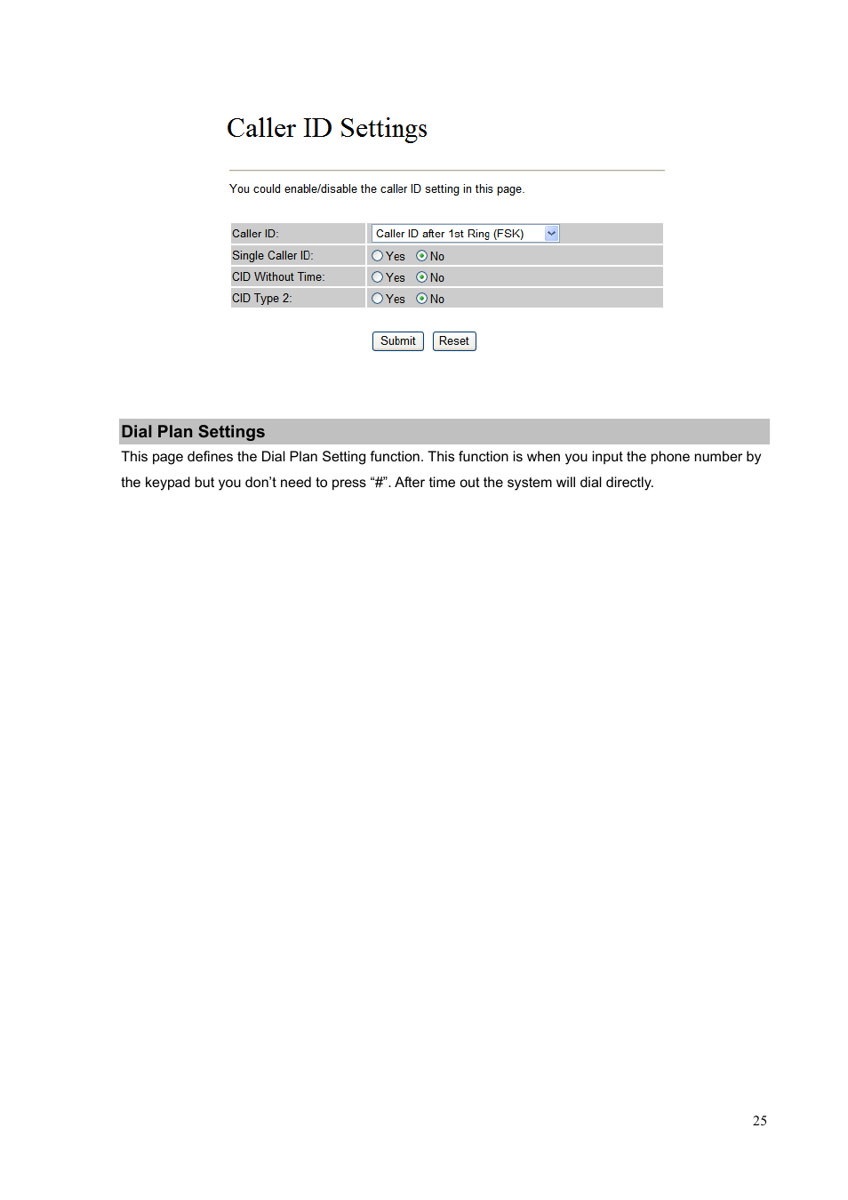 Dial plan settings | PLANET VIP-156PE User Manual | Page 25 / 76