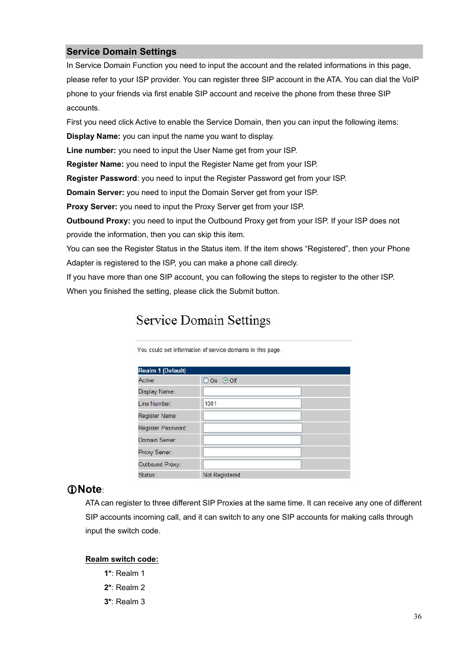Service domain settings | PLANET VIP-156PE User Manual | Page 36 / 76
