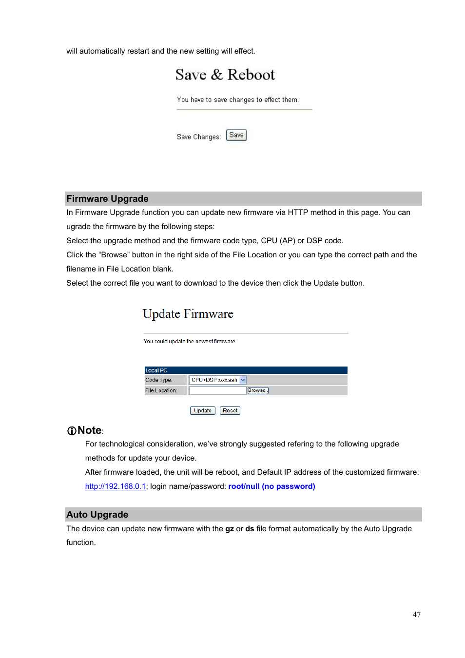 Firmware upgrade, Auto upgrade | PLANET VIP-156PE User Manual | Page 47 / 76