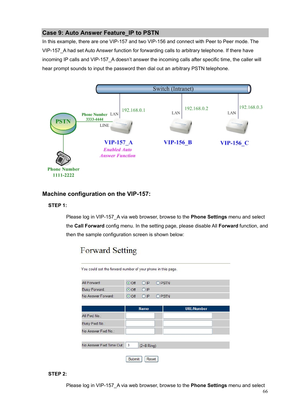 Case 9: auto answer feature_ip to pstn | PLANET VIP-156PE User Manual | Page 66 / 76