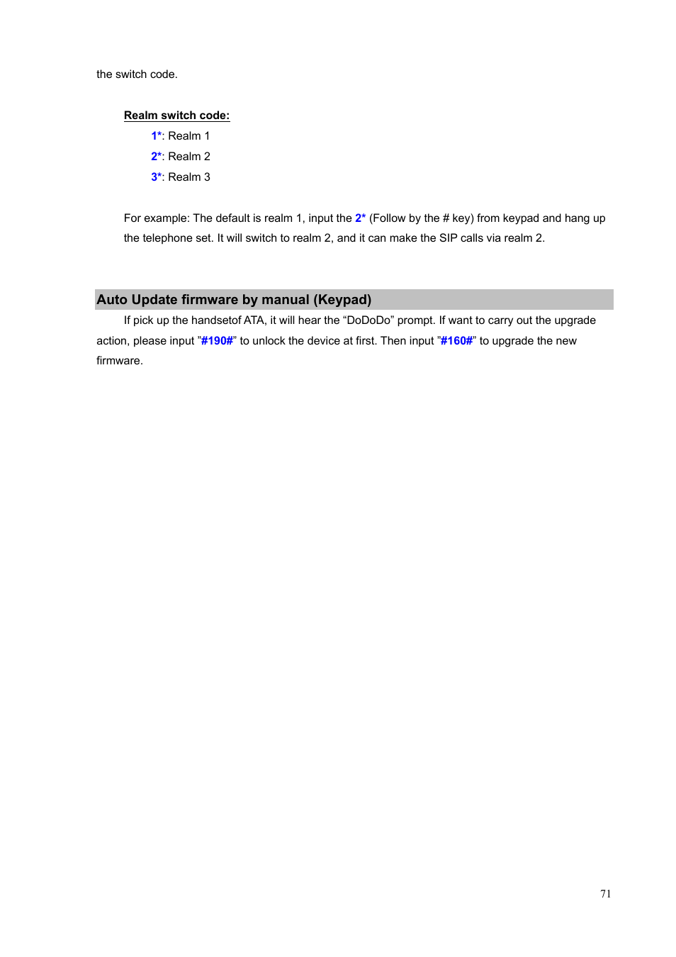 Auto update firmware by manual (keypad) | PLANET VIP-156PE User Manual | Page 71 / 76