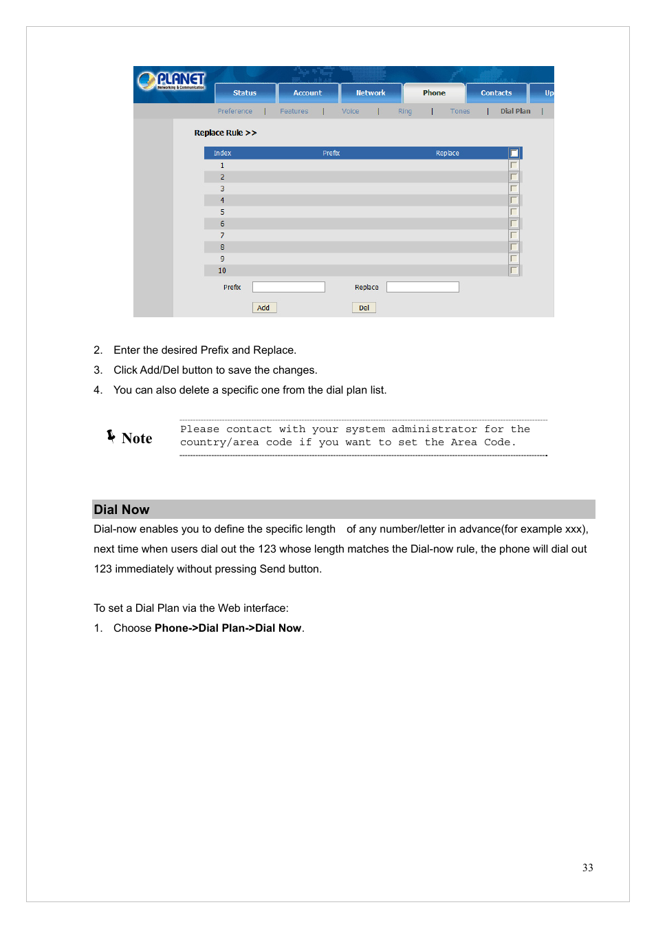 Dial now | PLANET VIP-255PT User Manual | Page 33 / 53